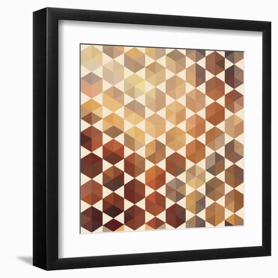 Retro Pattern of Geometric Hexagon Shapes-Little_cuckoo-Framed Art Print