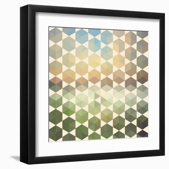 Retro Pattern of Geometric Hexagon Shapes-Little_cuckoo-Framed Art Print