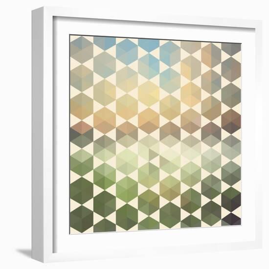 Retro Pattern of Geometric Hexagon Shapes-Little_cuckoo-Framed Art Print