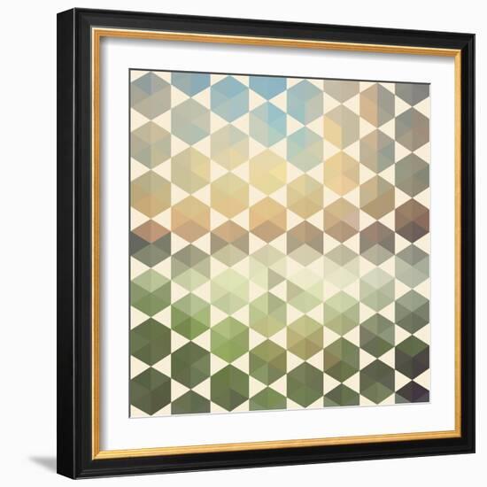 Retro Pattern of Geometric Hexagon Shapes-Little_cuckoo-Framed Art Print