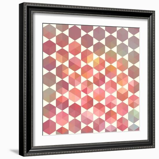 Retro Pattern of Geometric Hexagon Shapes-Little_cuckoo-Framed Art Print