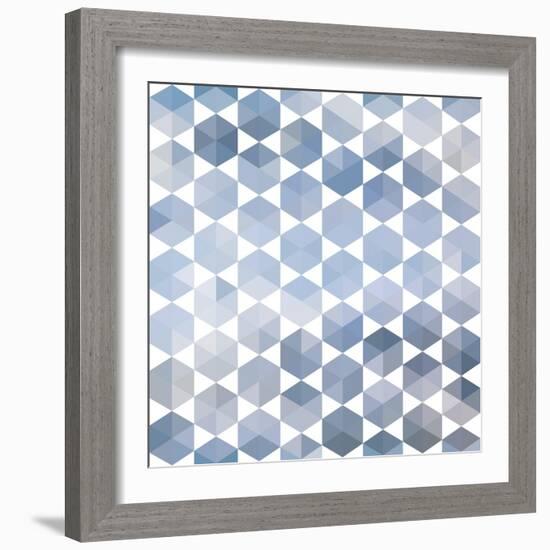 Retro Pattern of Geometric Hexagon Shapes-Little_cuckoo-Framed Art Print