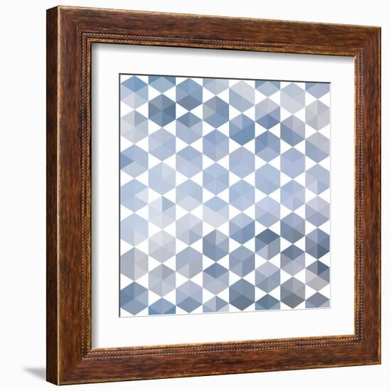 Retro Pattern of Geometric Hexagon Shapes-Little_cuckoo-Framed Art Print