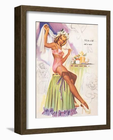 Retro Pin Up, Stockings & Wedding Veil-Freeman Elliott-Framed Art Print