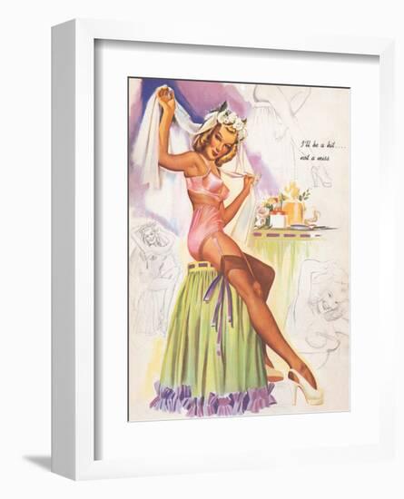 Retro Pin Up, Stockings & Wedding Veil-Freeman Elliott-Framed Art Print