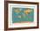 Retro Political Map of the World-Michael Tompsett-Framed Art Print