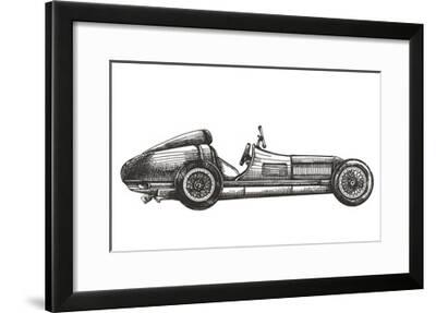 Retro Racing Car On A White Background Sketch Art Print By Ava Bitter Artcom