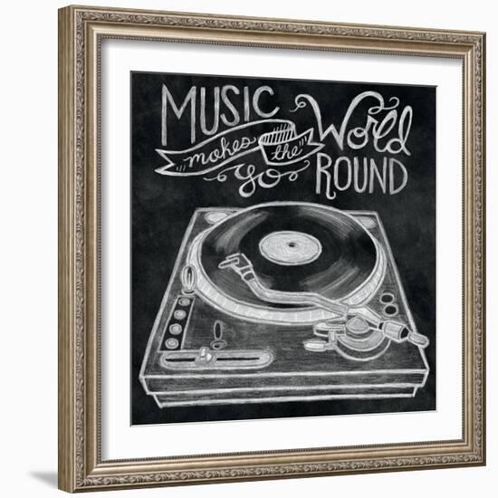 Retro Record Player Chalk-Mary Urban-Framed Art Print