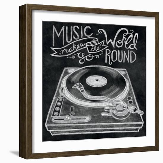 Retro Record Player Chalk-Mary Urban-Framed Art Print