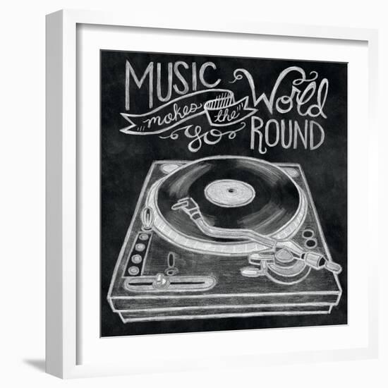 Retro Record Player Chalk-Mary Urban-Framed Art Print