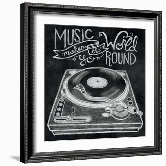 Retro Record Player Chalk-Mary Urban-Framed Art Print