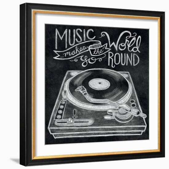 Retro Record Player Chalk-Mary Urban-Framed Art Print