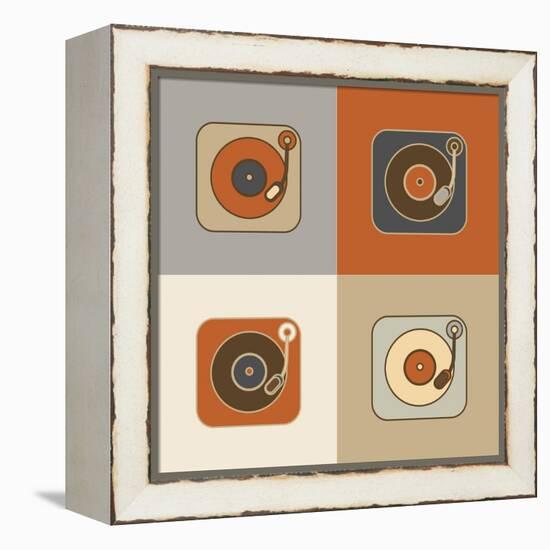 Retro Record Player Icons-YasnaTen-Framed Stretched Canvas