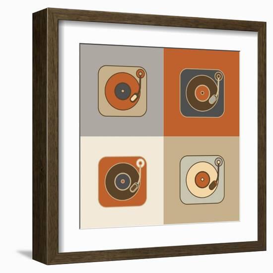 Retro Record Player Icons-YasnaTen-Framed Art Print