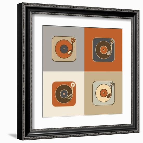 Retro Record Player Icons-YasnaTen-Framed Art Print