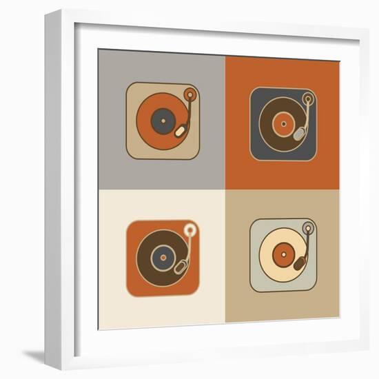 Retro Record Player Icons-YasnaTen-Framed Art Print