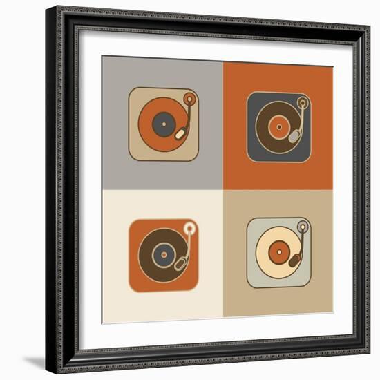 Retro Record Player Icons-YasnaTen-Framed Art Print