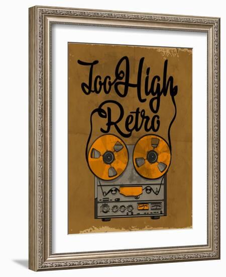 Retro Record Player With Wording 2-studiohome-Framed Art Print