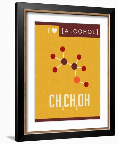 Retro Scientific Poster Banner Illustration of the Molecular Formula and Structure of Alcohol-TeddyandMia-Framed Art Print