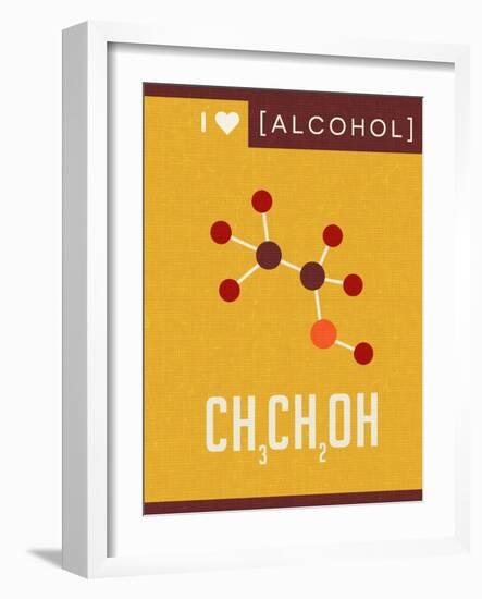 Retro Scientific Poster Banner Illustration of the Molecular Formula and Structure of Alcohol-TeddyandMia-Framed Art Print