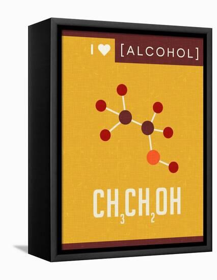 Retro Scientific Poster Banner Illustration of the Molecular Formula and Structure of Alcohol-TeddyandMia-Framed Stretched Canvas