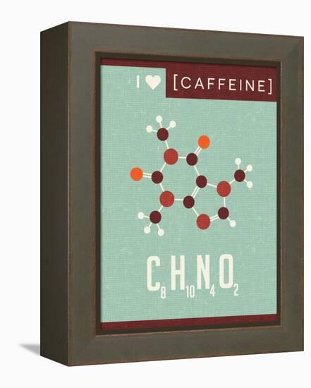 Retro Scientific Poster Banner Illustration of the Molecular Formula and Structure of Caffeine-TeddyandMia-Framed Stretched Canvas