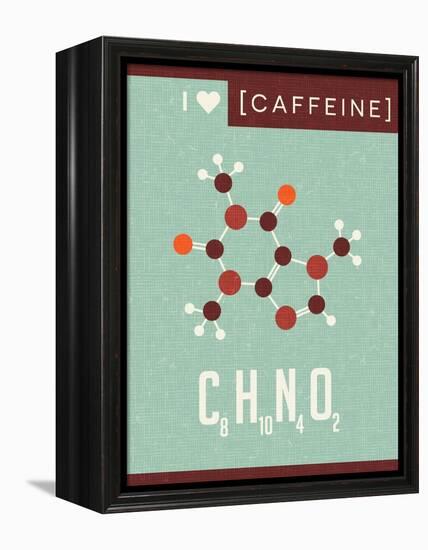 Retro Scientific Poster Banner Illustration of the Molecular Formula and Structure of Caffeine-TeddyandMia-Framed Stretched Canvas