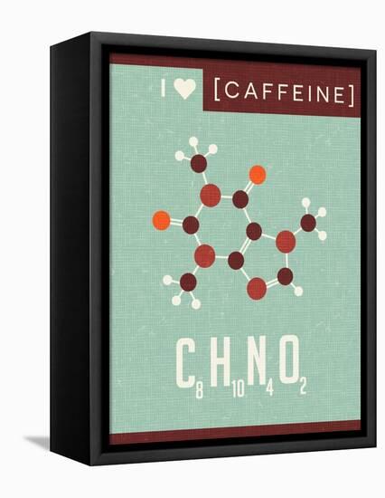 Retro Scientific Poster Banner Illustration of the Molecular Formula and Structure of Caffeine-TeddyandMia-Framed Stretched Canvas