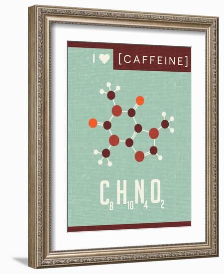 Retro Scientific Poster Banner Illustration of the Molecular Formula and Structure of Caffeine-TeddyandMia-Framed Art Print
