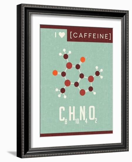 Retro Scientific Poster Banner Illustration of the Molecular Formula and Structure of Caffeine-TeddyandMia-Framed Art Print