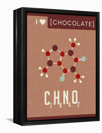 Retro Scientific Poster Banner Illustration of the Molecular Formula and Structure of Chocolate. Fo-TeddyandMia-Framed Stretched Canvas