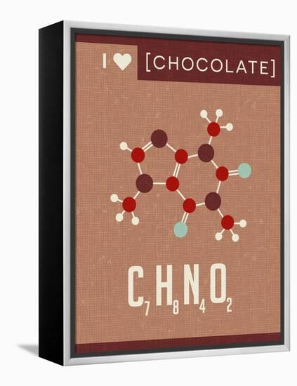 Retro Scientific Poster Banner Illustration of the Molecular Formula and Structure of Chocolate. Fo-TeddyandMia-Framed Stretched Canvas