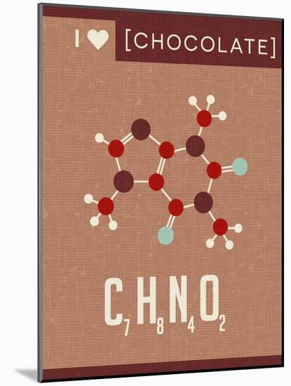 Retro Scientific Poster Banner Illustration of the Molecular Formula and Structure of Chocolate. Fo-TeddyandMia-Mounted Art Print