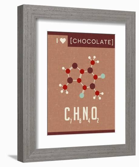 Retro Scientific Poster Banner Illustration of the Molecular Formula and Structure of Chocolate. Fo-TeddyandMia-Framed Premium Giclee Print