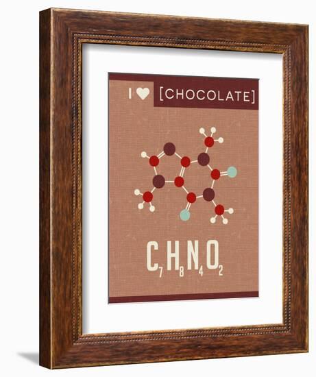 Retro Scientific Poster Banner Illustration of the Molecular Formula and Structure of Chocolate. Fo-TeddyandMia-Framed Premium Giclee Print