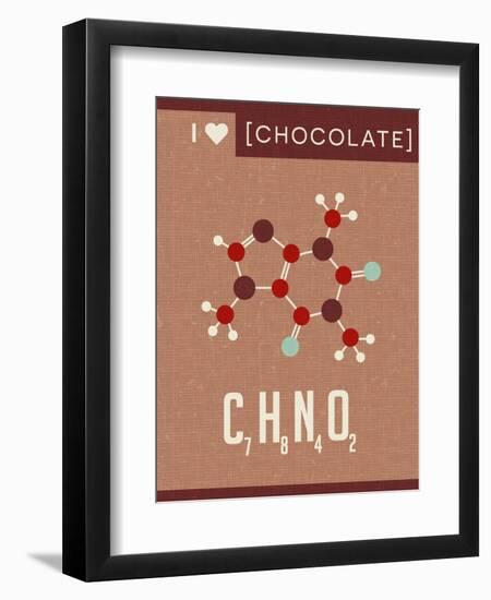 Retro Scientific Poster Banner Illustration of the Molecular Formula and Structure of Chocolate. Fo-TeddyandMia-Framed Premium Giclee Print