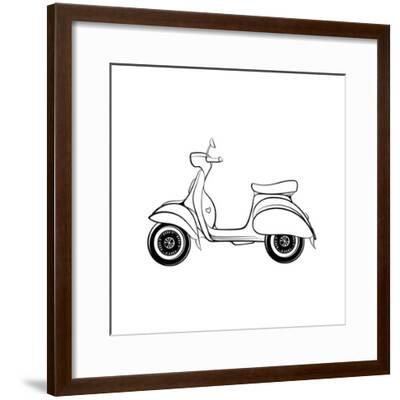 'Retro Scooter Stylized in Doodle Style. Hand Drawn Vector Illustration ...