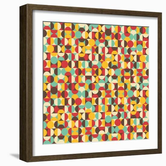 Retro Seamless Pattern With Circles-panova-Framed Premium Giclee Print