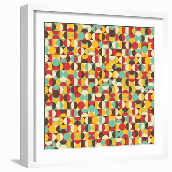 Retro Seamless Pattern With Circles-panova-Framed Premium Giclee Print