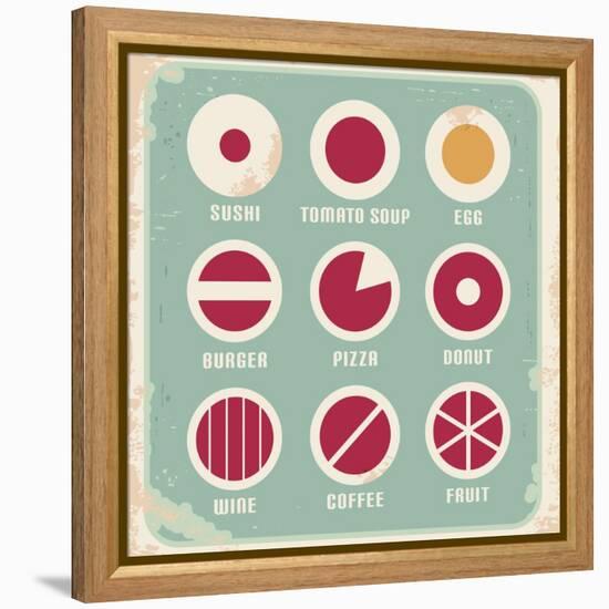 Retro Set Of Food Pictogram, Icons And Symbols-Lukeruk-Framed Stretched Canvas