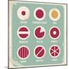 Retro Set Of Food Pictogram, Icons And Symbols-Lukeruk-Mounted Art Print