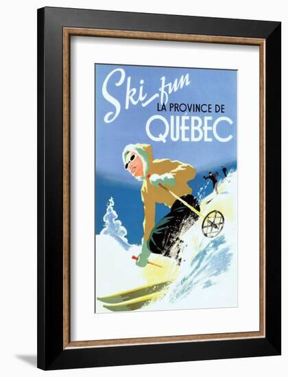 Retro Skiing Poster--Framed Art Print