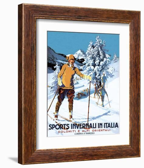 Retro Skiing Poster-null-Framed Art Print