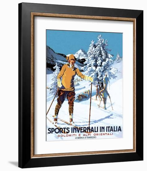 Retro Skiing Poster-null-Framed Art Print