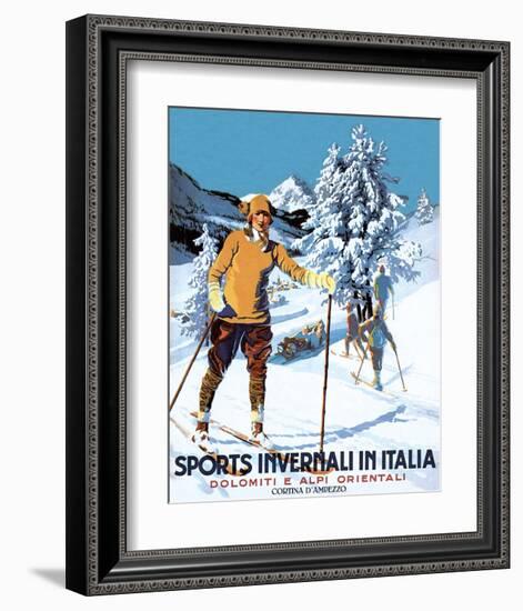 Retro Skiing Poster-null-Framed Art Print