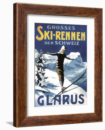 Retro Skiing Poster-null-Framed Art Print