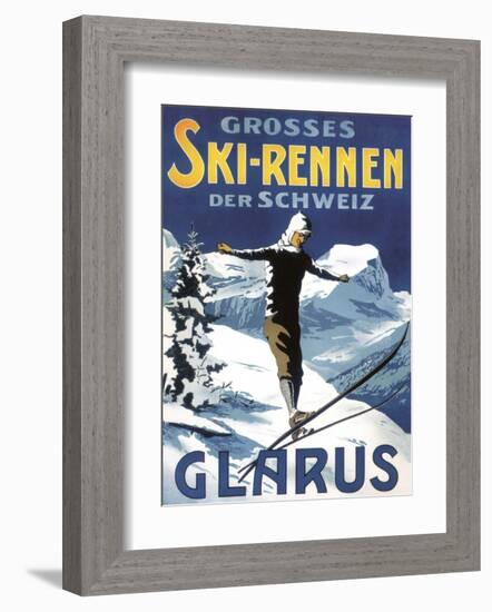 Retro Skiing Poster-null-Framed Art Print