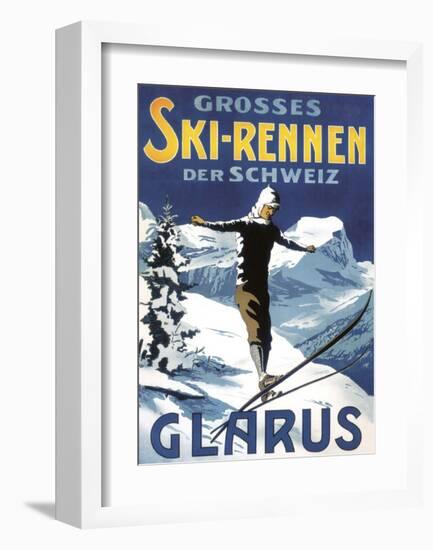 Retro Skiing Poster-null-Framed Art Print