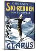 Retro Skiing Poster-null-Mounted Art Print