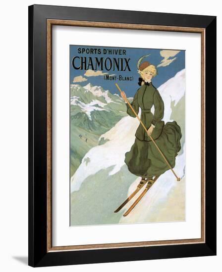 Retro Skiing Poster-null-Framed Art Print